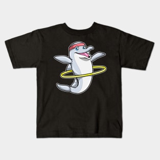 Dolphin at Fitness with Swing ring & Headband Kids T-Shirt